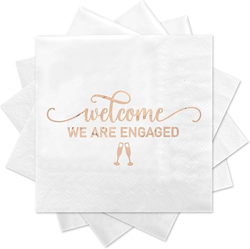 Miniatura 8 de Servilletas de boda de novia de oro rosa, papel decorativo desechable para banquete de boda con palabras de lámina dorada "Bride to Be", perfectas