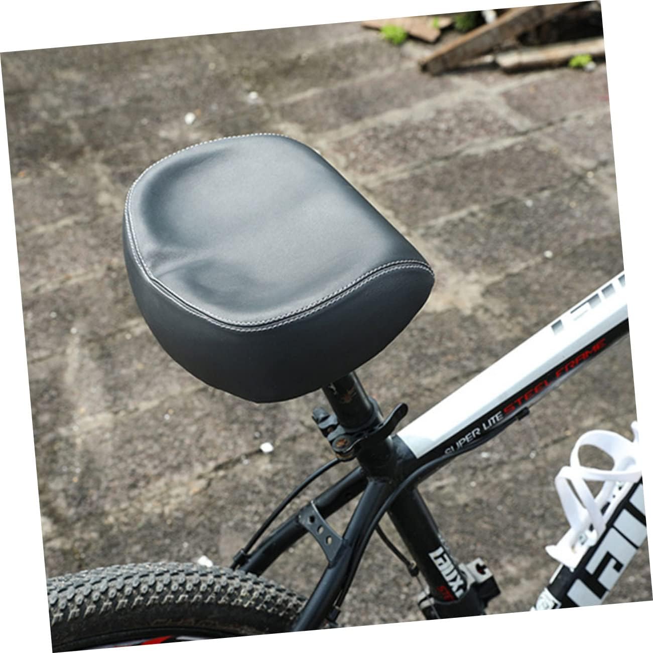 BESPORTBLE Noseless Wide Bike Saddle Ergonomic Widened Seat Cushion for Comfortable Cycling Breathable and Shockproof Design Compatible with Road and Mountain Bikes Black