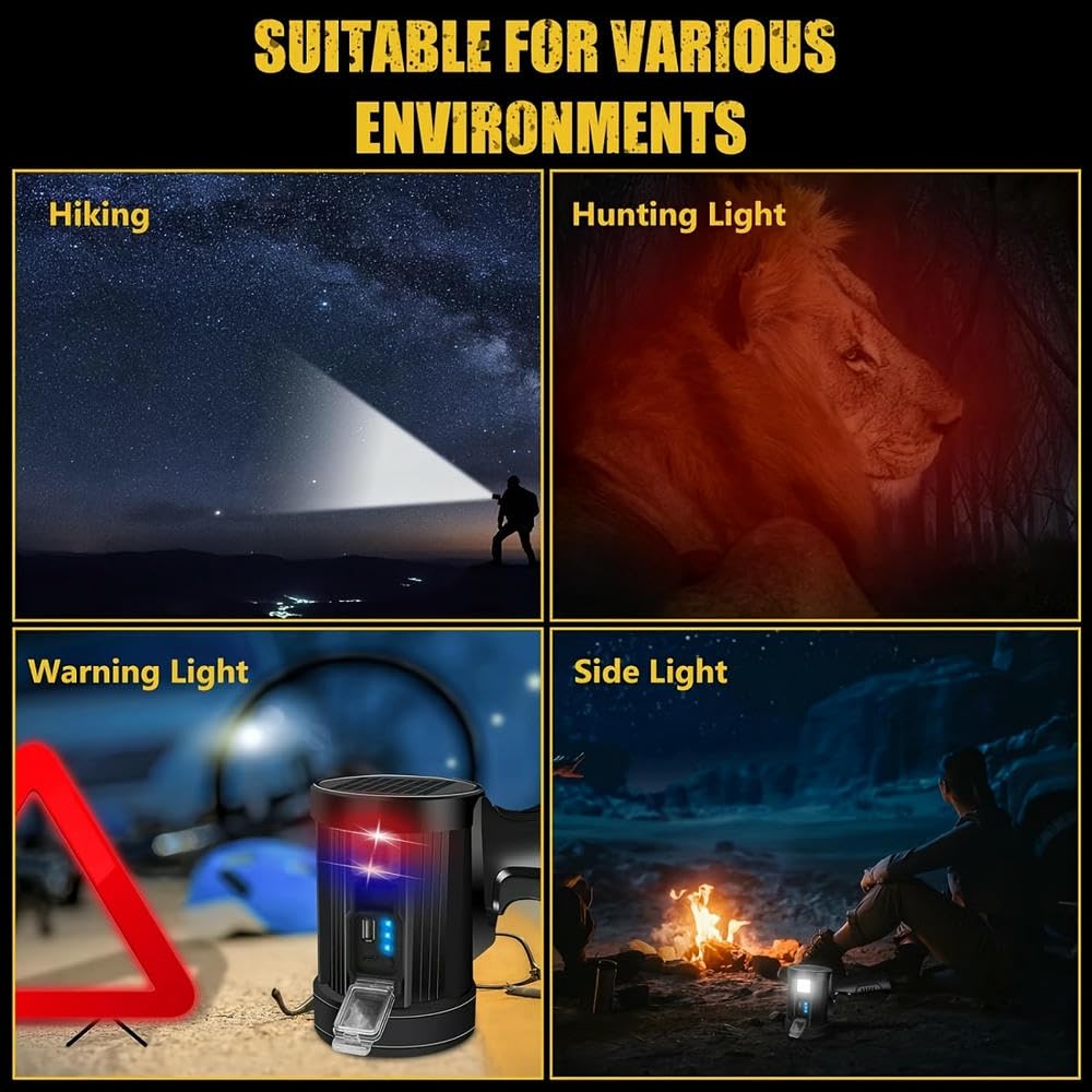 Akumulatorowa latarka punktowa Ultra jasna latarka punktowa ze stojakiem LED Reflektor zewnętrzny ręczny, w zestawie kabel USB