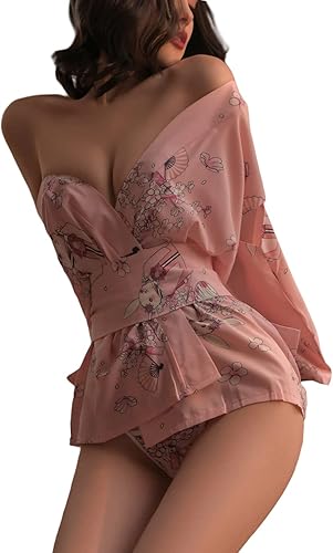 Pijama sexy para mujer, estilo japonés, anime sexy, kimono, cosplay, cosplay, lencería corta Yukata