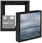 Ampersand Floaterframe Readymade Frame for Flat and 1 1/2" Deep Wood Panel and Canvas Artwork, Paintings, Prints, and More, 10"x10", Black Bold