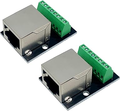 2PCS RJ45 Ethernet Single Female Connector Breakout Board,2.54mm Pitch RJ45 Screw Terminal Board Network Adapter Terminal