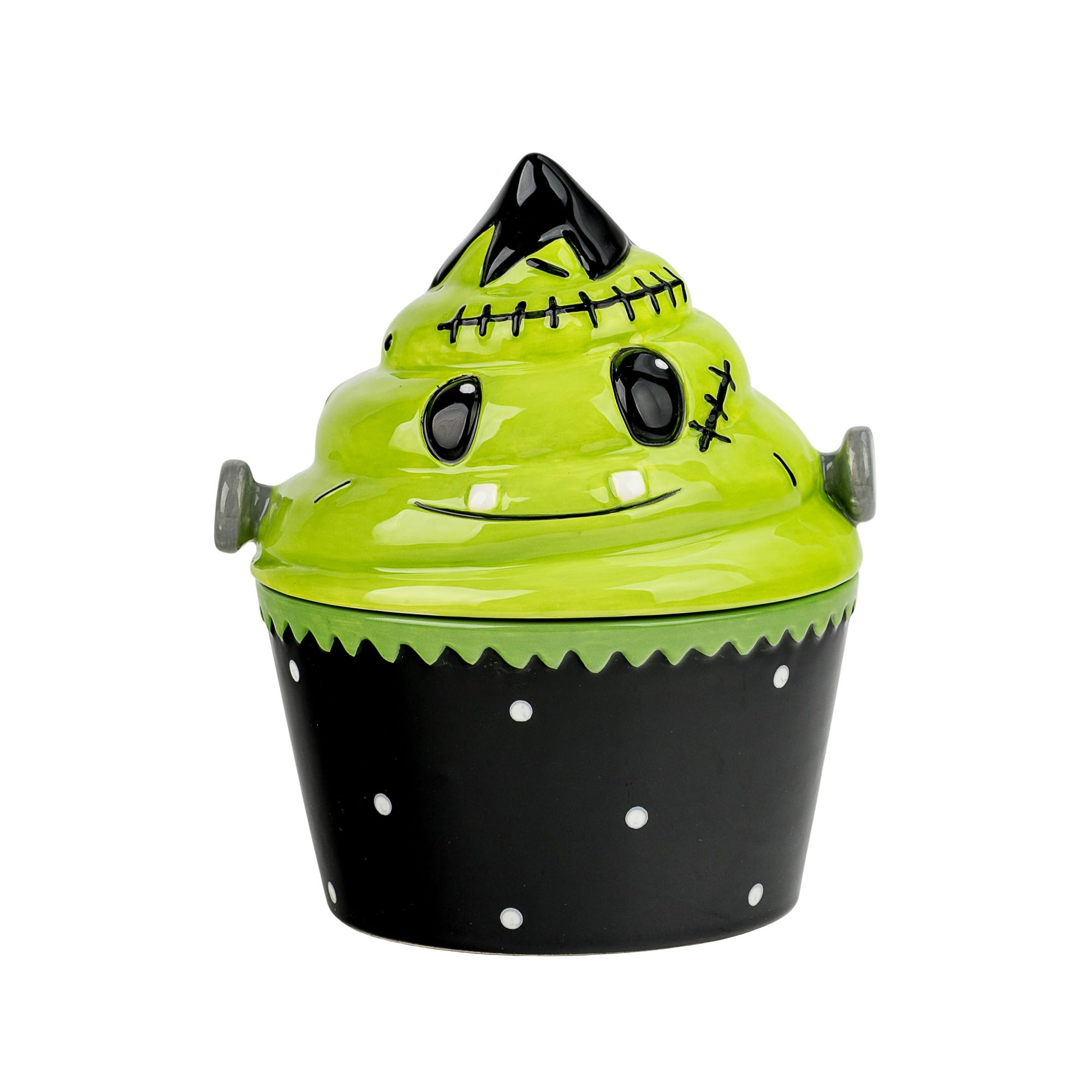 Frankenstein Cupcake Canister by 10 Strawberry Street – Small, 9.0 fluid_ounces, Dolomite, black & green, Model DS-FRC-29-30-003