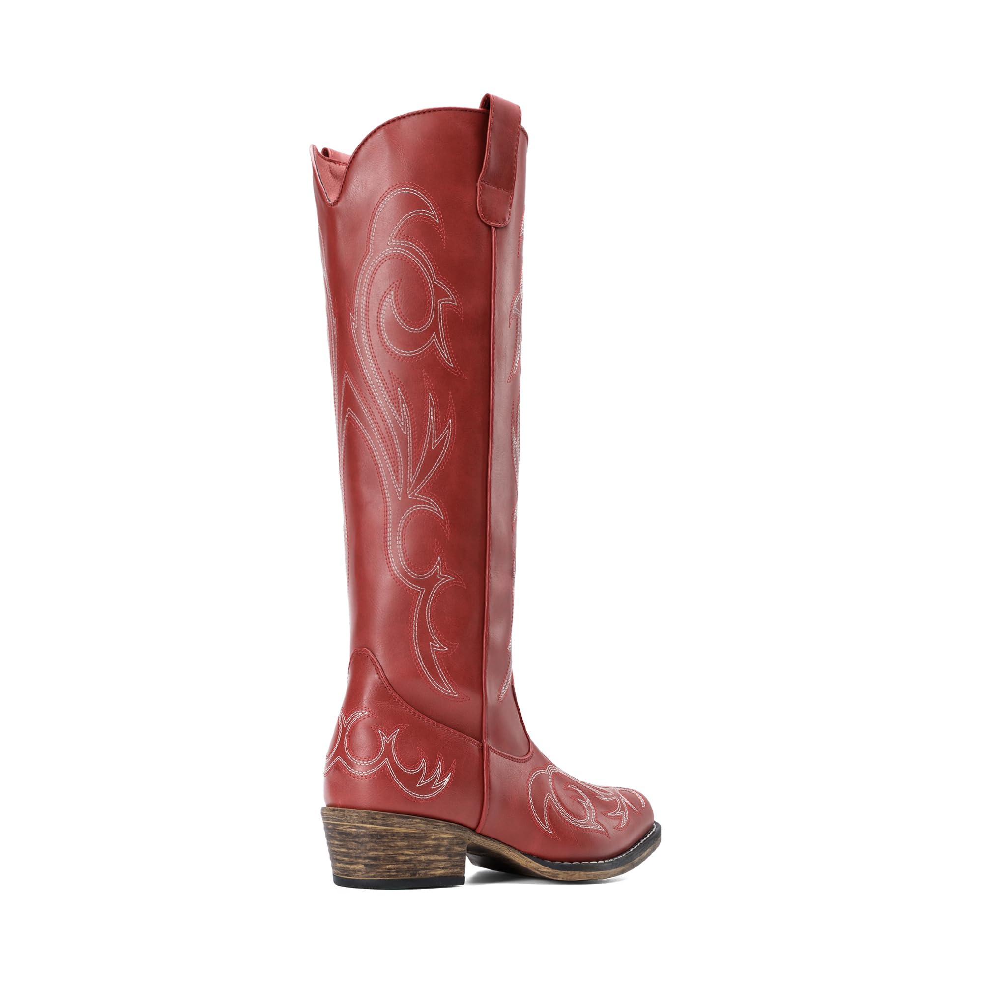 DREAM PAIRS Botas Vaqueras Rodilla Mujer | Bordado vibrante, cremallera lateral, tirador trasero, plantilla 5mm, suela TPR.