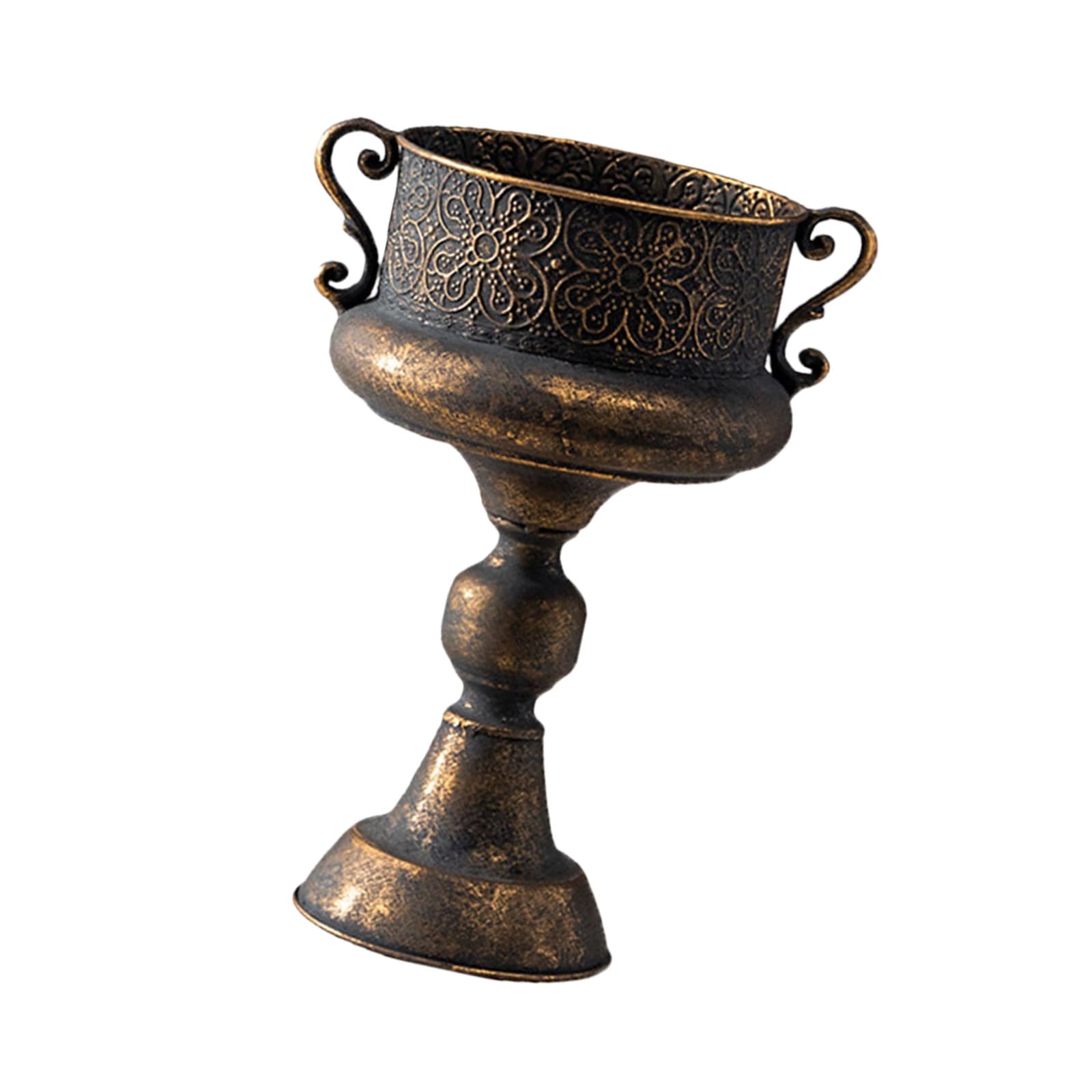 HDOYTXXM Iron Flower Pots Planter Decorative Urn with Embossed Relief Detail Adding Elegances to Porch or Living Room Centerpiece Bronze Planter