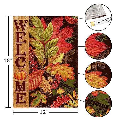 Hexagram Fall Garden Flag, Welcome Fall Maple Leaves Garden Flags 12X18 Double Sided, Autumn Yard Flag Burlap Fall Thanksgiving Decorations For Home Indoor Outdoor Outside Porch Patio Garden thumb #4