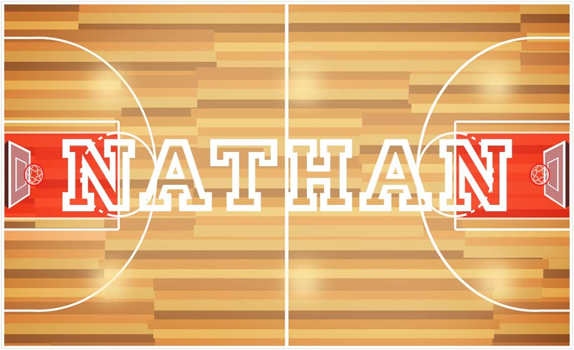 VWAQ Custom Basketball Court Wall Decal - Personalized Kids Name Sports Sticker Mural - HOL12 (36" H X 63" W)