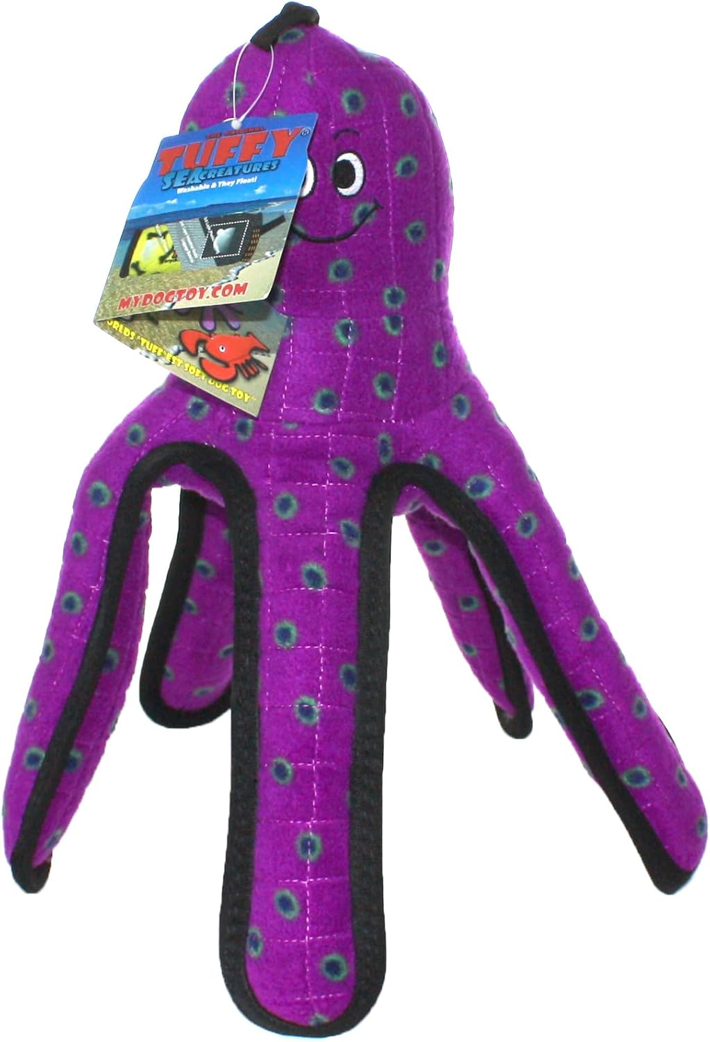 TUFFY - World's Tuffest Soft Dog Toy - Ocean- Squeakers - Multiple Layers. Made Durable, Strong & Tough. Interactive Play (Tug, Toss & Fetch). Machine Washable & Floats. (Octopus, Large 2 Pack)