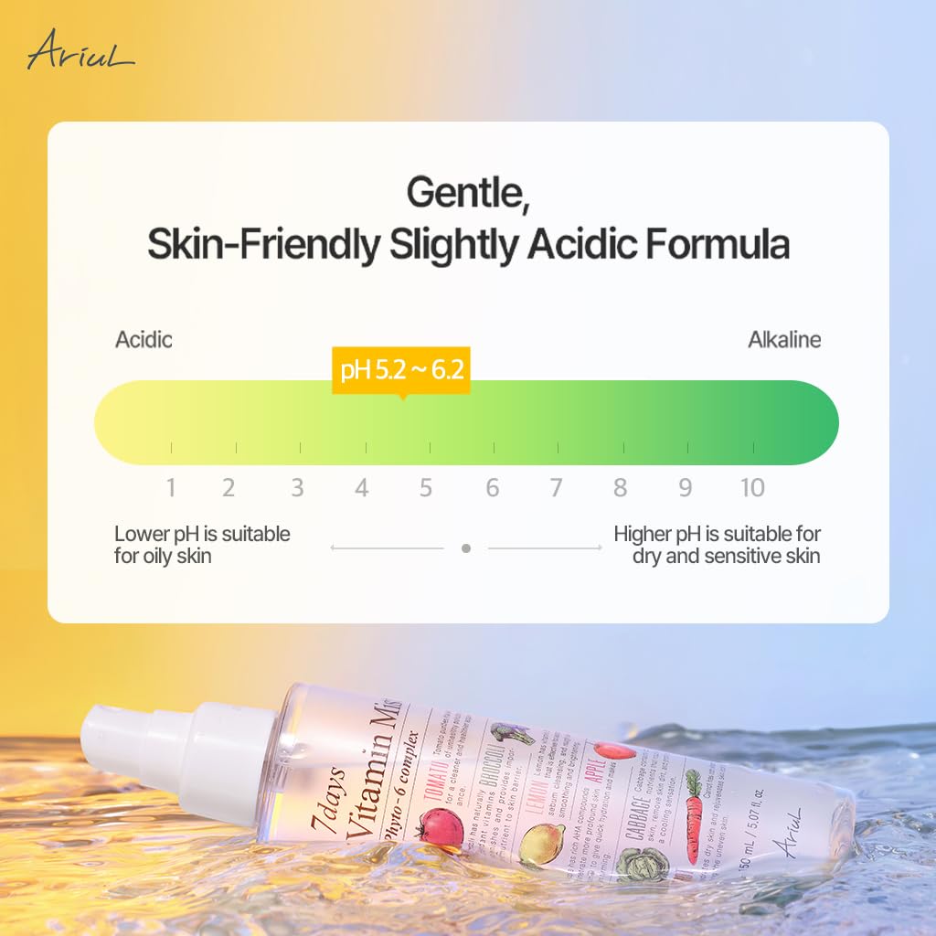 Ariul - Canlandırıcı yüz spreyi, ferahlatıcı sprey, C vitamini, B2, B3 ve B12-7 Days Face Mist, Kore kozmetik