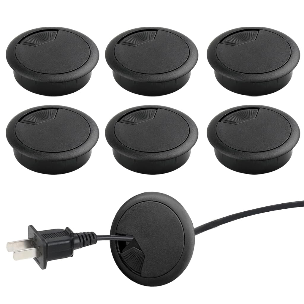 Serplex® 6Pcs Desk Grommets 2 Inch (50 mm) Desk Hole Cover for Cables, ABS Plastic Grommet Hole Cover for Wires Cables Through The Countertop, Cable Management Kit for Office, TV Stand, Workstation