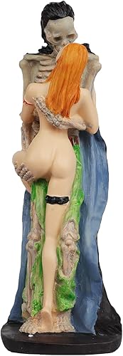 Figura de Halloween Love Never Dead para pareja, esqueleto gótico y belleza, estatua de amor aterradora de resina para los amantes de la escultura