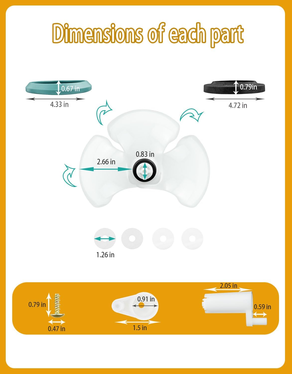 34117 Waste Ball Kit Compatible with thetford aqua magic Style II/Style Lite/Style Plus RV Toilet, Partial Replacement 34120 42048 42209, Includes Waste Ball Drive Arm, RV Toilet Parts