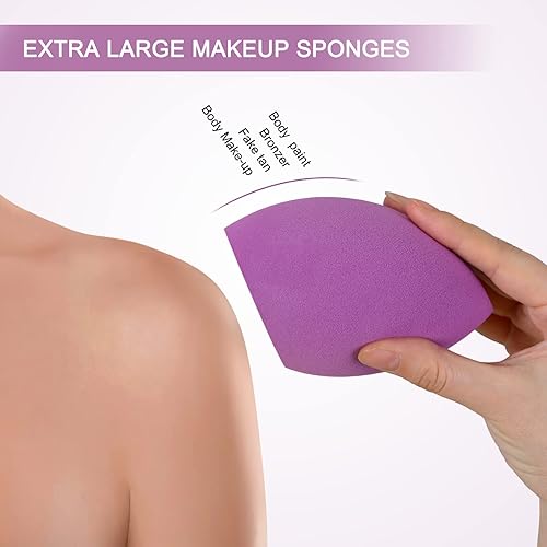 Miniatura 2 de Esponjas de maquillaje extra grandes de 4.3 in, licuadora grande para cara y cuerpo (1 pequeña y 1 grande) -con 2 soportes para esponjas, aplicación