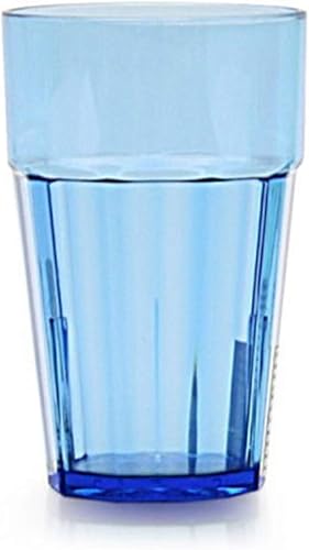 Miniatura 6 de Tiger Chef Juego de vasos de plástico irrompibles de 12 onzas, de alta calidad, apilables con forma de cristal azul, aptos para lavavajillas