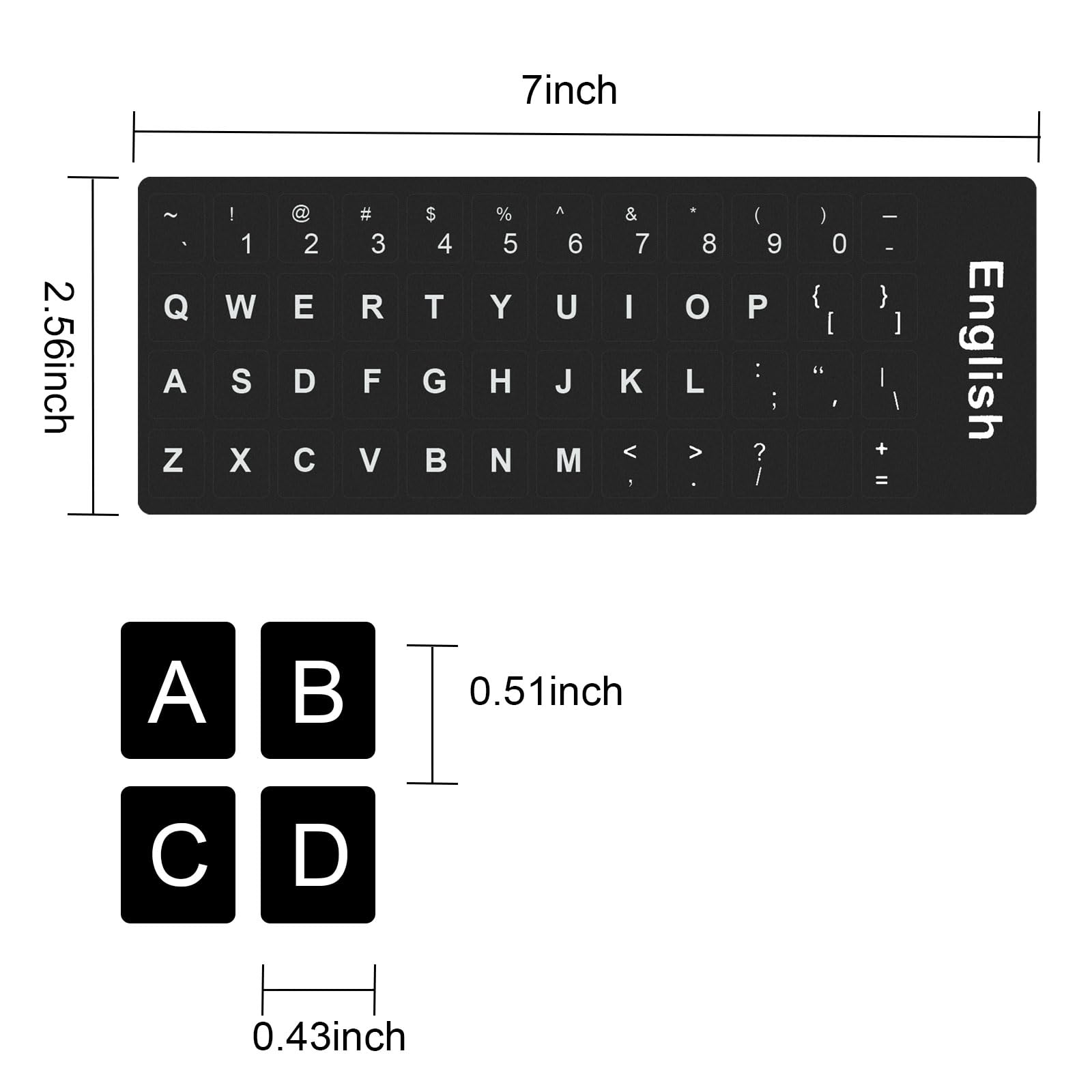 2PCS English Keyboard Stickers, Universal Replacement English Keyboard Letter with Tweezer Black Background White Lettering Alphabet Stickers for Laptop Notebook PC Computer Desktop