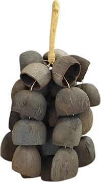 Salin Nut Pod Chime, Handmade 24 Piece Natural Hand Percussion Bell, Acoustic Meditation Support Chime for Yoga, Rustic Rain Sound Wind Bell for Music Accompaniment, Home Decor