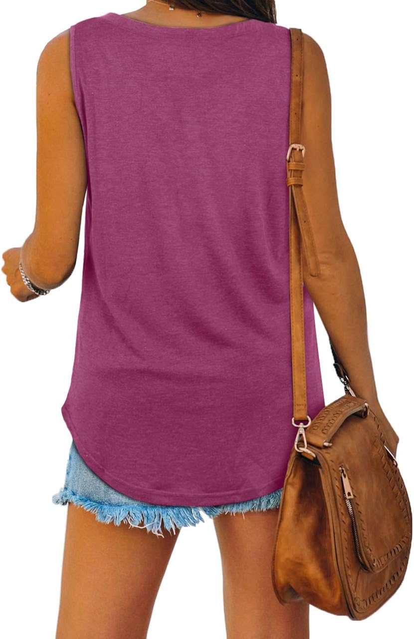 XIEERDUO Womens Tank Tops V Neck Basic Solid Color Casual Flowy Summer Sleeveless: Clothing