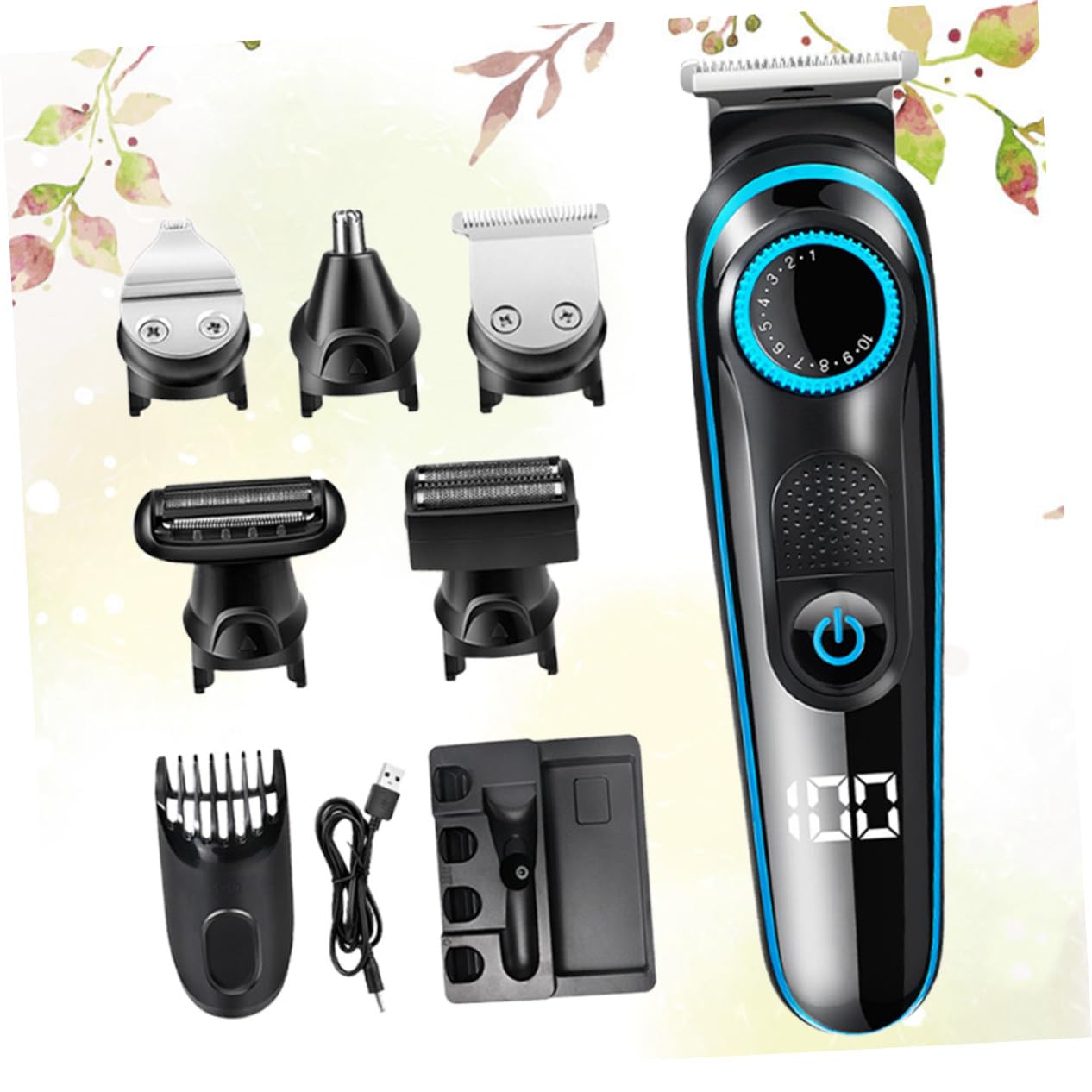 Healeved Multifunktionaler Elektrischer Haarschneider mit Lcd display Einstellbarer Ergonomisches Design Kabelloser Haarschneidemaschine für Herren und Profi barber tool