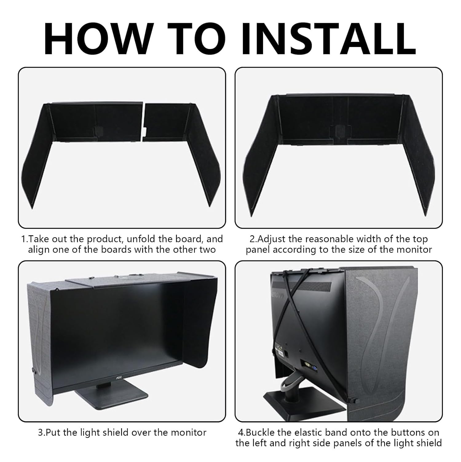 Cubierta para Monitor, Visera antirreflectante Ajustable de 41-71 cm para Monitor de Ordenador, Plegable y Reflectante, protección de la privacidad para la Oficina y los Videojuegos