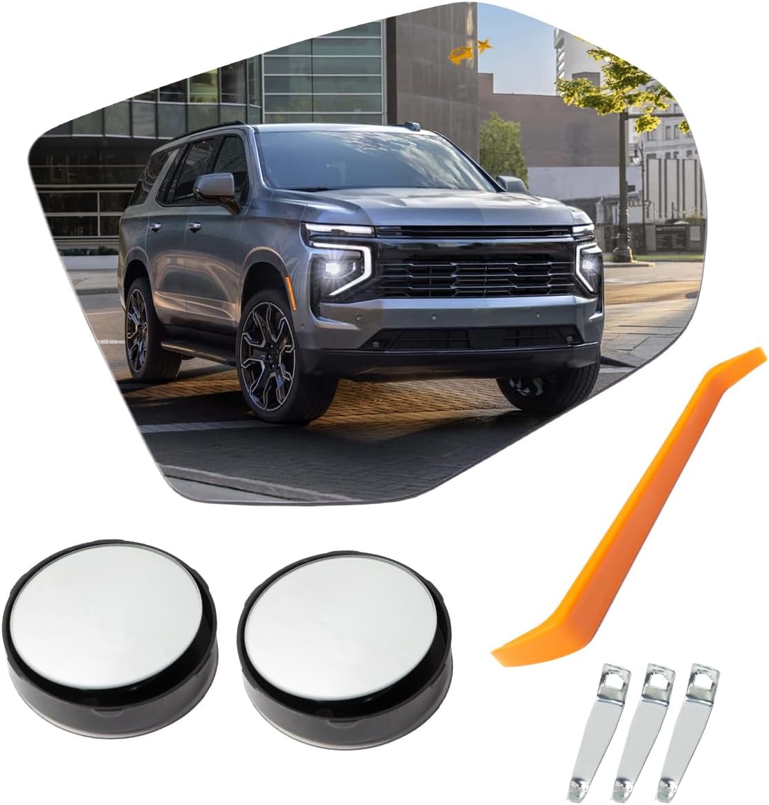 Passenger Right Side Replacement Mirror Glass Fit for Tahoe 2021-2025 Suburban 2021-2025 Yukon Escalade Replace 84642723, with Blind Spot Detection and Heated without Auto Dimming, RH