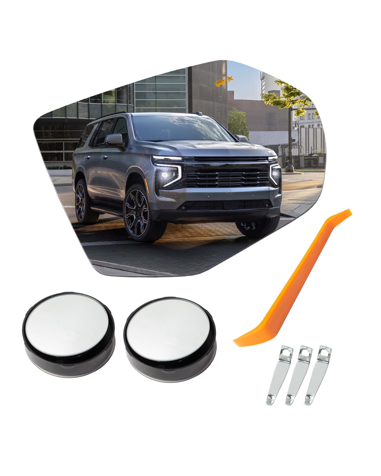 Passenger Right Side Replacement Mirror Glass Fit for Tahoe 2021-2025 Suburban 2021-2025 Yukon Escalade Replace 84642723, with Blind Spot Detection and Heated without Auto Dimming, RH