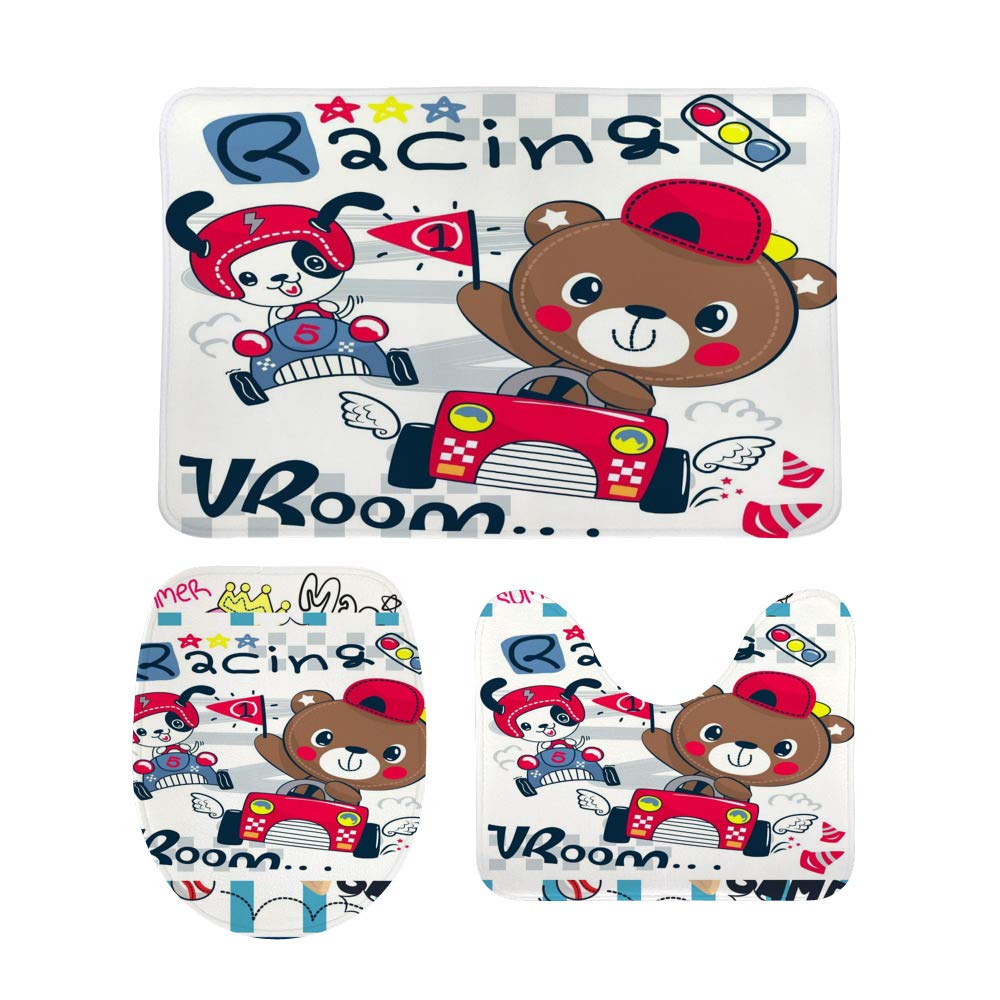 Lot de 3 tapis de toilette CHEHONG au motif animaux pour un sol d'eau doux, sec et sans glissade
