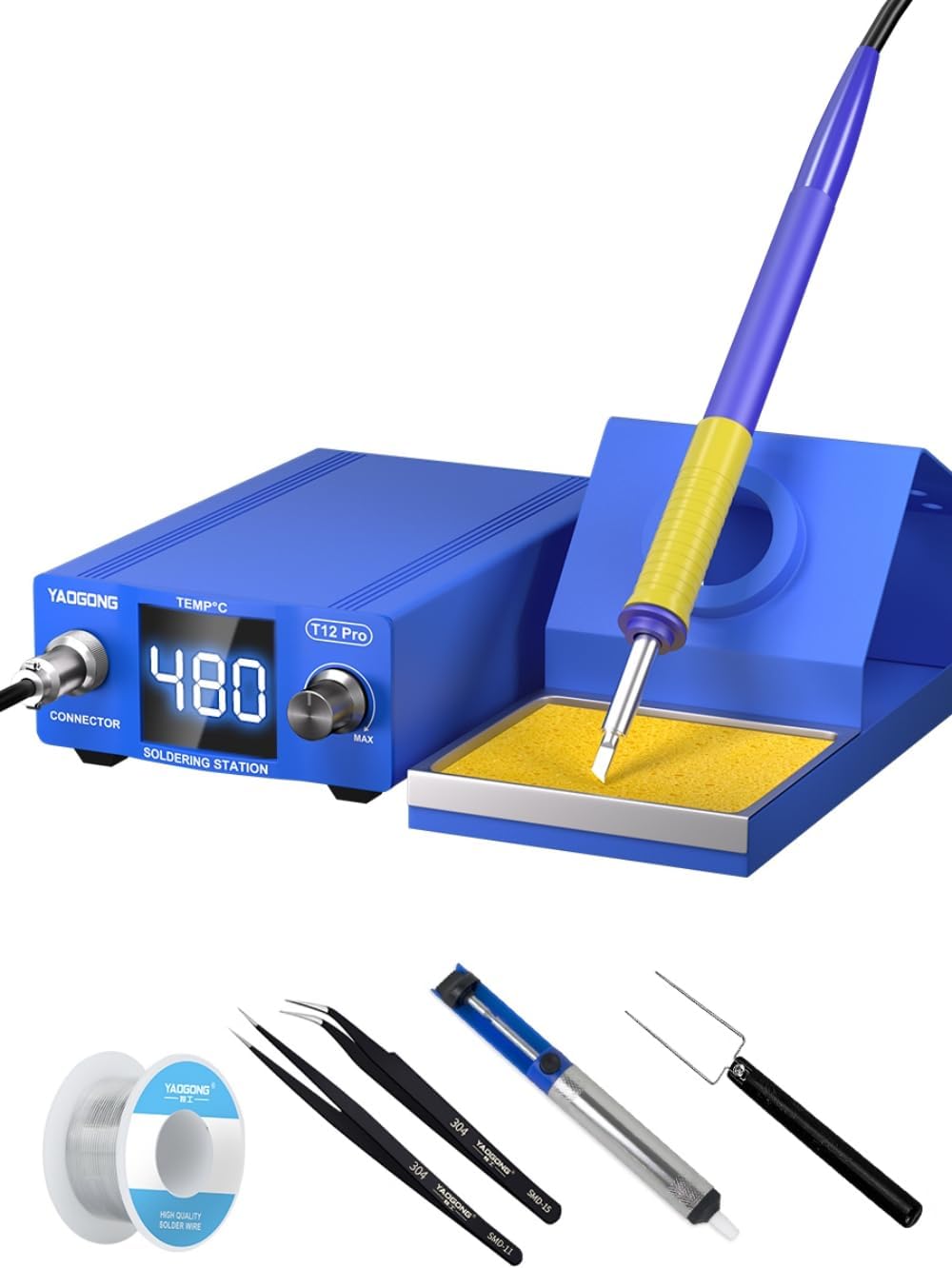 75W Digital Soldering Station with Adjustable Temperature Control, Fast Heating Soldering Iron Kit for Electronics Repair, DIY & PCB Work