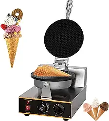 MáQuina EléTrica De Casquinha De Sorvete, MáQuina De Casquinha Crocante Com Aquecimento De Dupla Face, Massa Antiaderente/FáCil De Limpar, (50~250°C / 0-5 Minutos),Singlehead