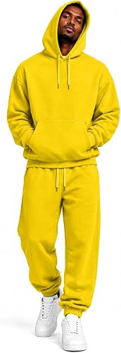 Mens Sweatsuits 2 Piece Set Fleece Baggy Hoodie And Jogging Sweatpants Set