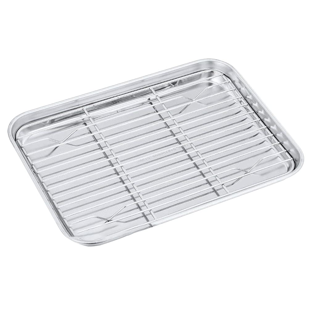 Bandeja de horno extraíble Parrilla rectangular de acero inoxidable Bandeja para hornear galletas Placa con rejilla de enfriamiento Gadget de cocina Sartén antiadherente para horno Horno Rejilla de