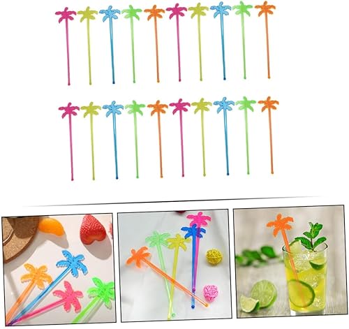 Miniatura 6 de Yardwe Agitador de árbol de coco, decoración de frutas, mezclador de café, vasos de plástico, divertidos palitos de agitación, coctelera, agitadores