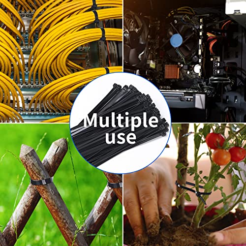 Black Zip Ties 8 Inch 1000Pcs, Heavy Duty Zip Tie, 50Lbs Tensile Strength, Uv Resistant Cable Ties, Wire Ties For Home, Office, Garden, Workshop #TOP6