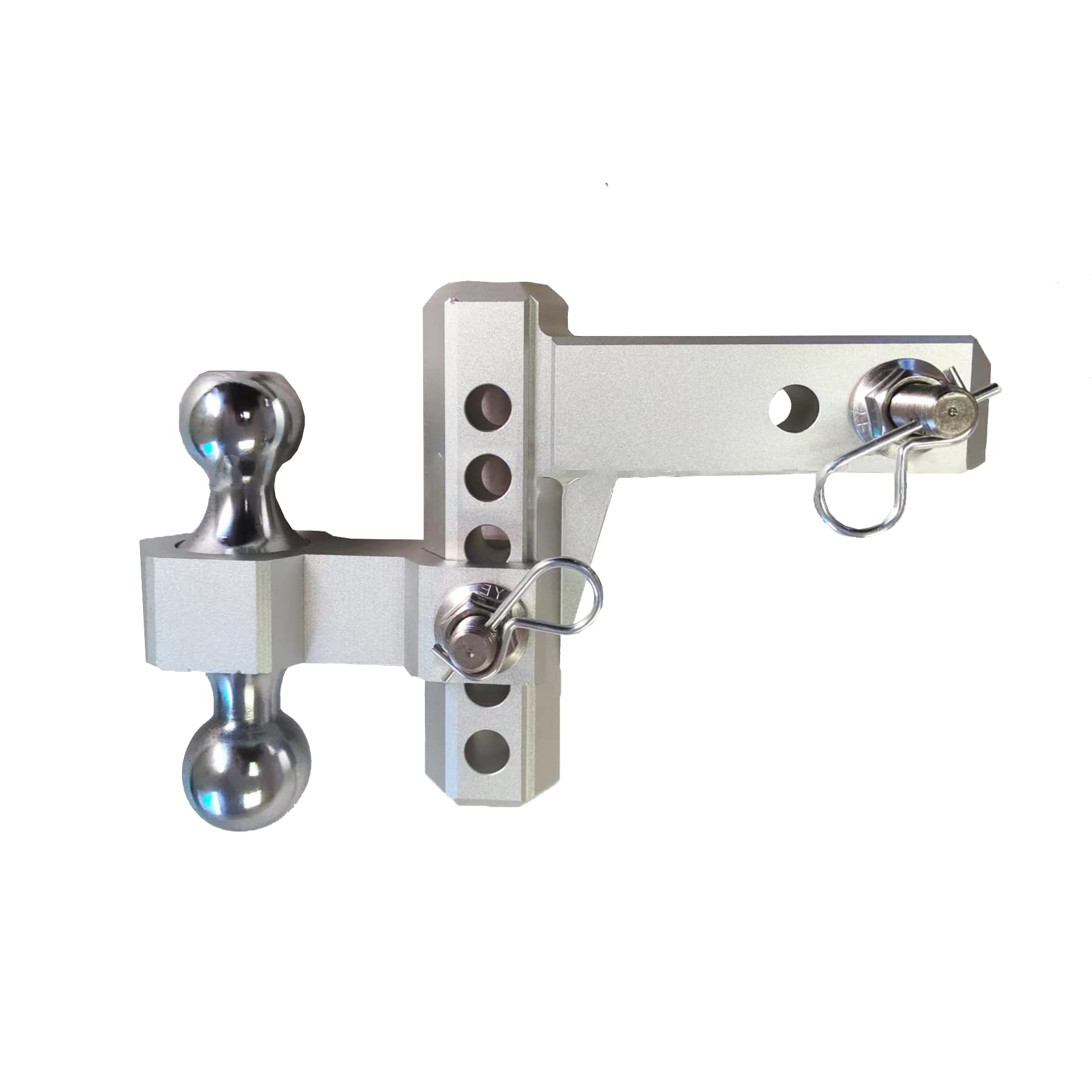 OFLILAK Adjustable Trailer Hitch, Fits 2.5-Inch Receiver Only, 8-Inch Drop/Rise Aluminum Drop Hitch ,18,500 LBS Tow Hitch for Heavy Duty Truck with Double Stainless Steel Locks (Silver)