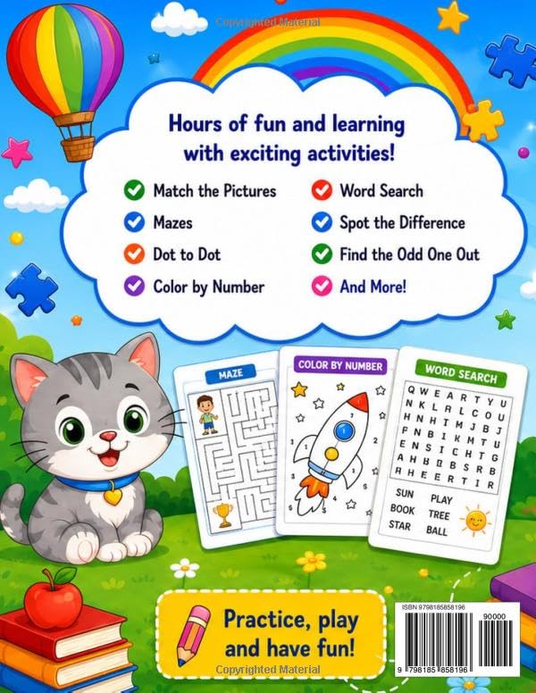 FUN & SMART ACTIVITY BOOK FOR KIDS: Mazes, Word Search, Dot to Dot, Spot the Difference, Coloring Games, and Fun Brain Activities for Kids Ages 4-8 image 3