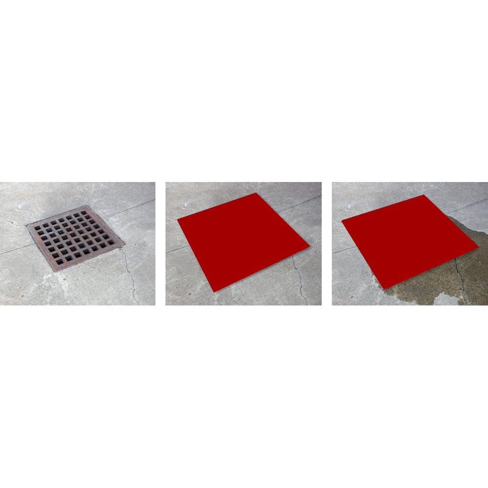 ENPAC Spill Protector Drain Cover, Red, Durable Urethane Construction, Easy-to-use, Completely Seals Drain, Chemically Resistant (Square 18