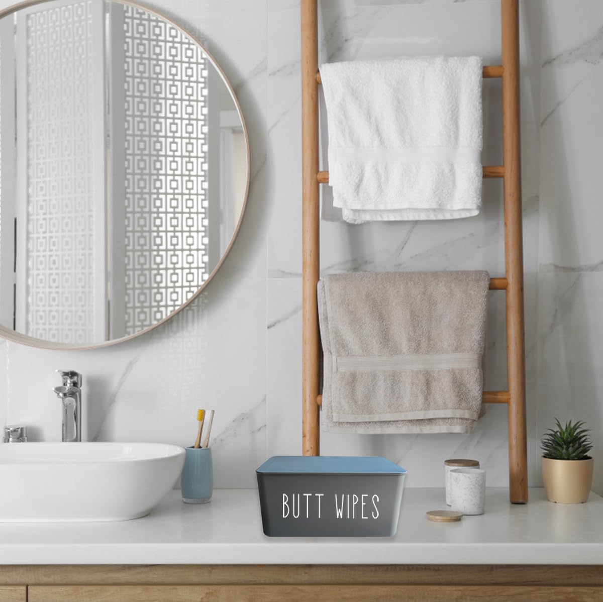 Moorfowl Spender für Feuchttücher für Badezimmer, 21,6 x 12,4 x 9,9 cm (L x B x H) | Große Kapazität, spülbarer Tücherhalter, Behälter für Toilette