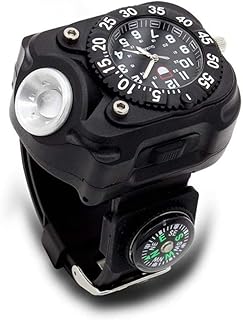 1スーパーブライトLEDウォッチコンパス戦術懐中電灯アウトドアスポーツメンズ腕時計を持つトーチ充電式防水懐中電灯ライトで3