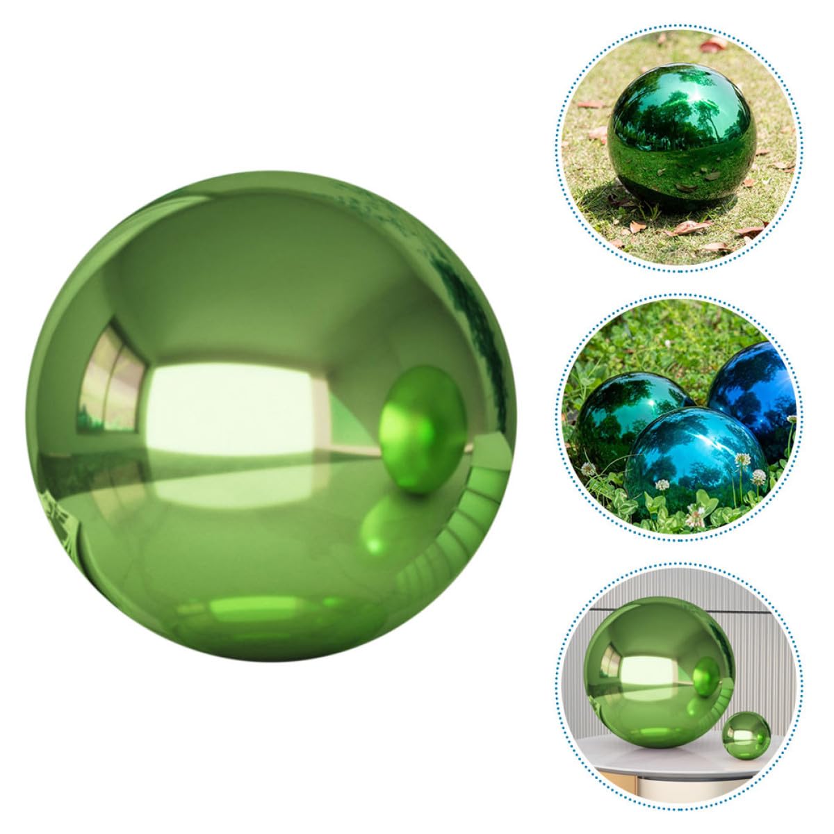 GALPADA Sfera Riflettente Verde da Giardino in Inossidabile 2 Design Chic e Robusto, per Decorazione Natalizia da Esterno o Centrotavola Professionale