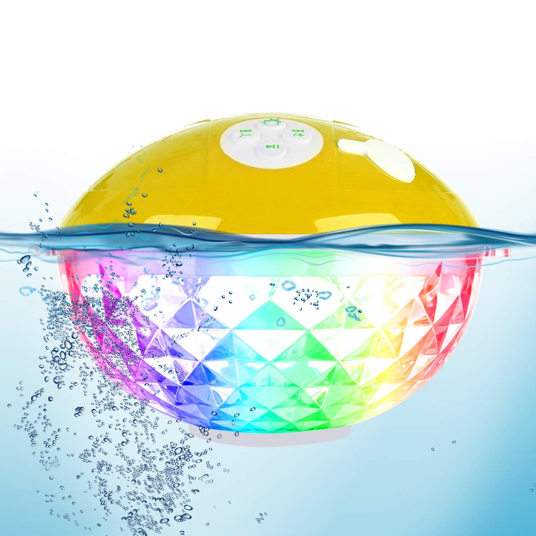 Floating Pool Speakers with Colorful Lights, Bluetooth Wireless Pool Speaker Floatable IP68 Waterproof, Built-in Mic,Crystal Clear Sound Pool Speakers with Lights for Hot Tub Outdoors Swim