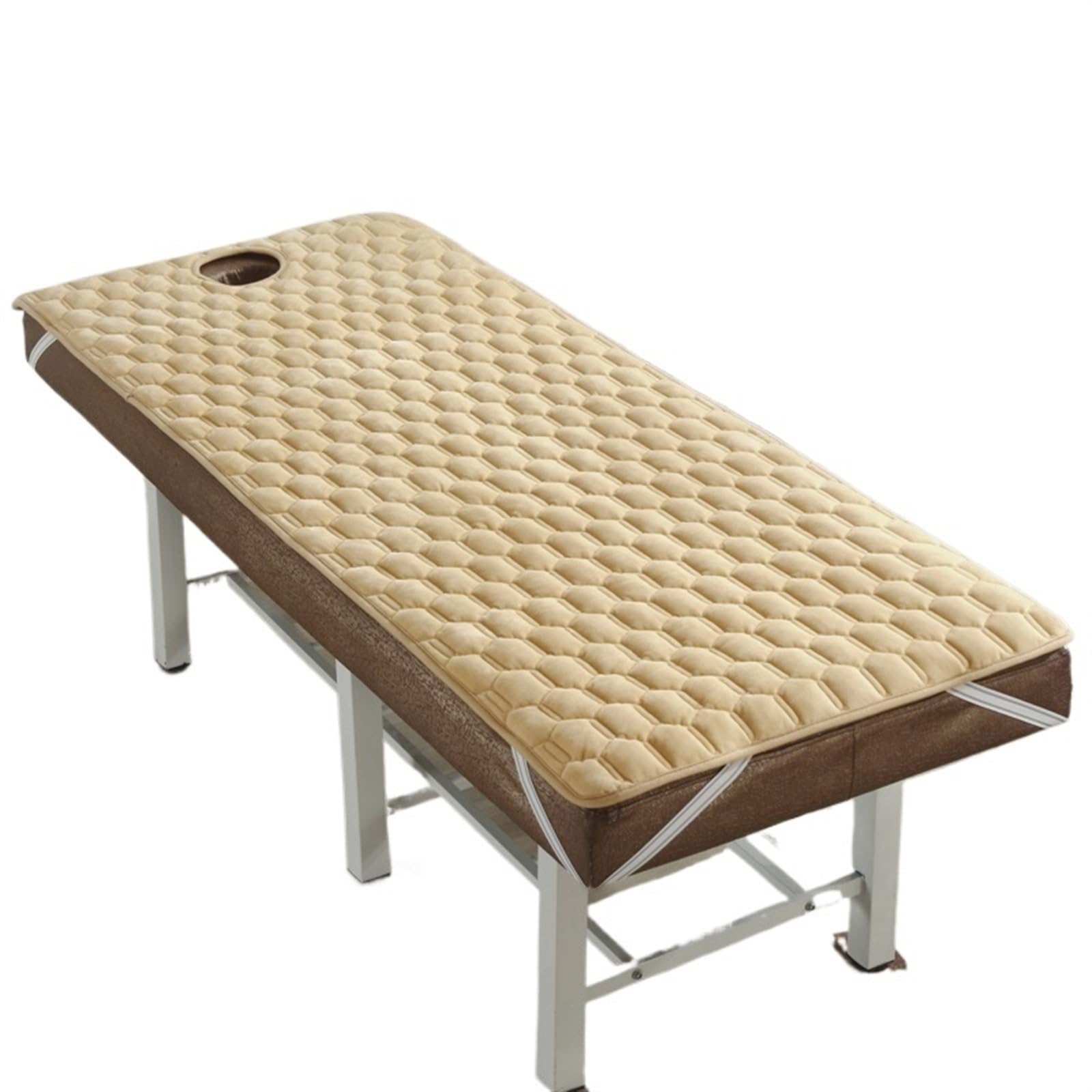 Topper for Massage Bed Beauty Salon Bed Mattress Toppers Thickened Cushion Anti Slip Room Mat Tuina Massage Pad With Hole(Khaki,80x190cm)