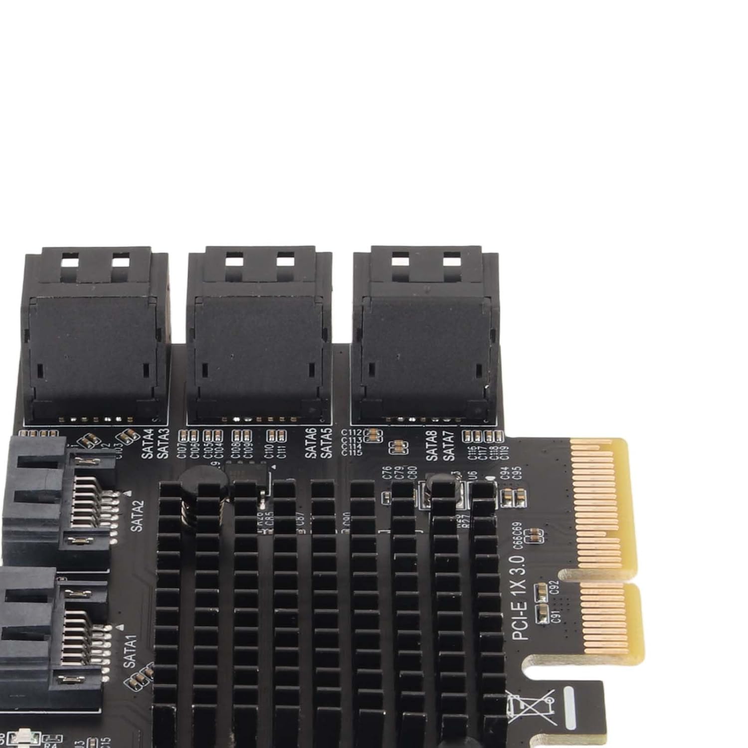 Controller PCI Express Expansion Card, SATA Card 8 Port Support Hot Swappable Boot System, Disk PCIE to SATA 3.0 Expansion Board with Short Baffle for