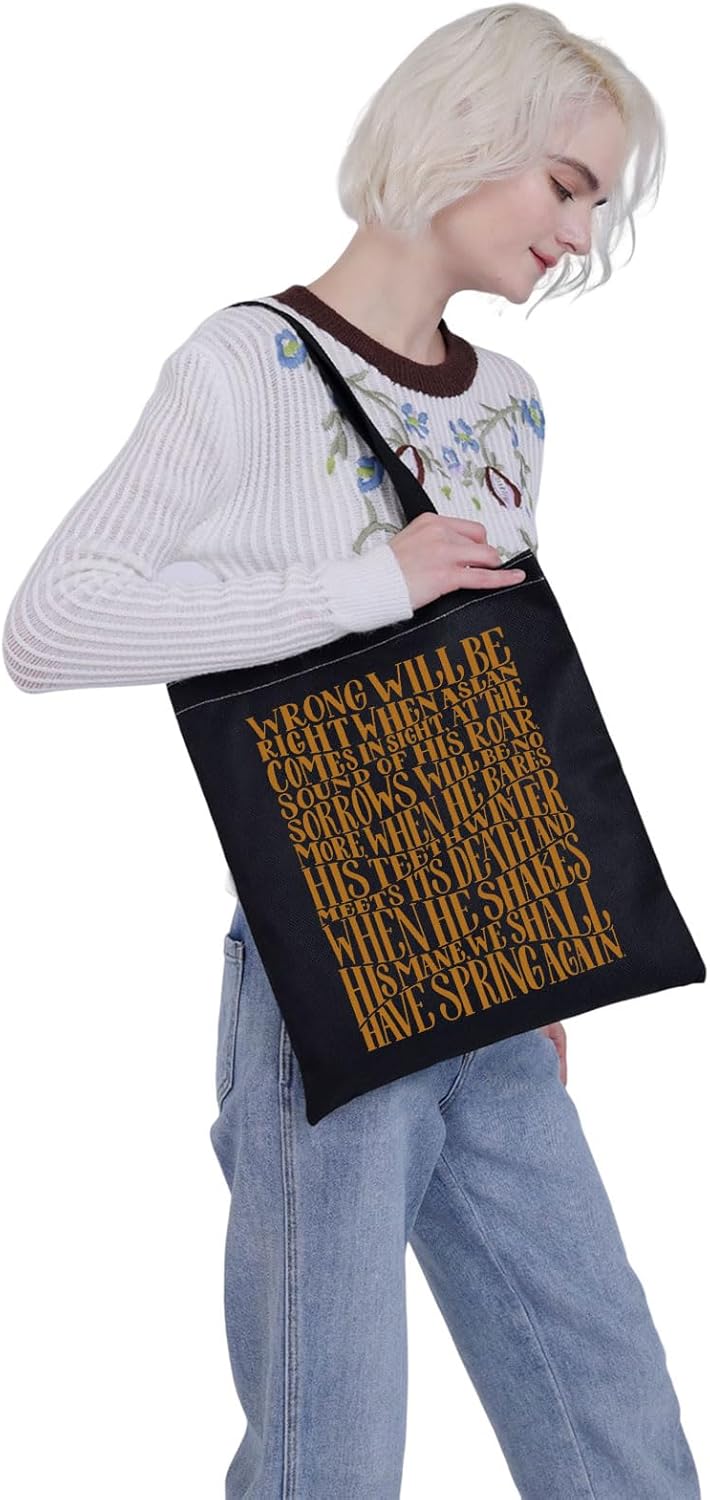 MBMSO Narnia Merchandise CON Inspired Tote Bag Narnia Quote Gifts for Literary Book Lovers Narnia Fans Gift Shoulder Tote Bag - Image 6