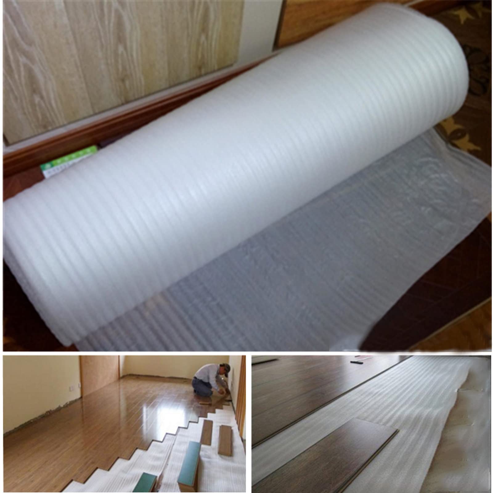 Sottopavimento per Laminato Isolamento Anticalpestio Spessore 2mm in Polietilene Isolmant ad Alta Densità per Pavimenti in Laminato e Parquet(Size:1 * 20m)