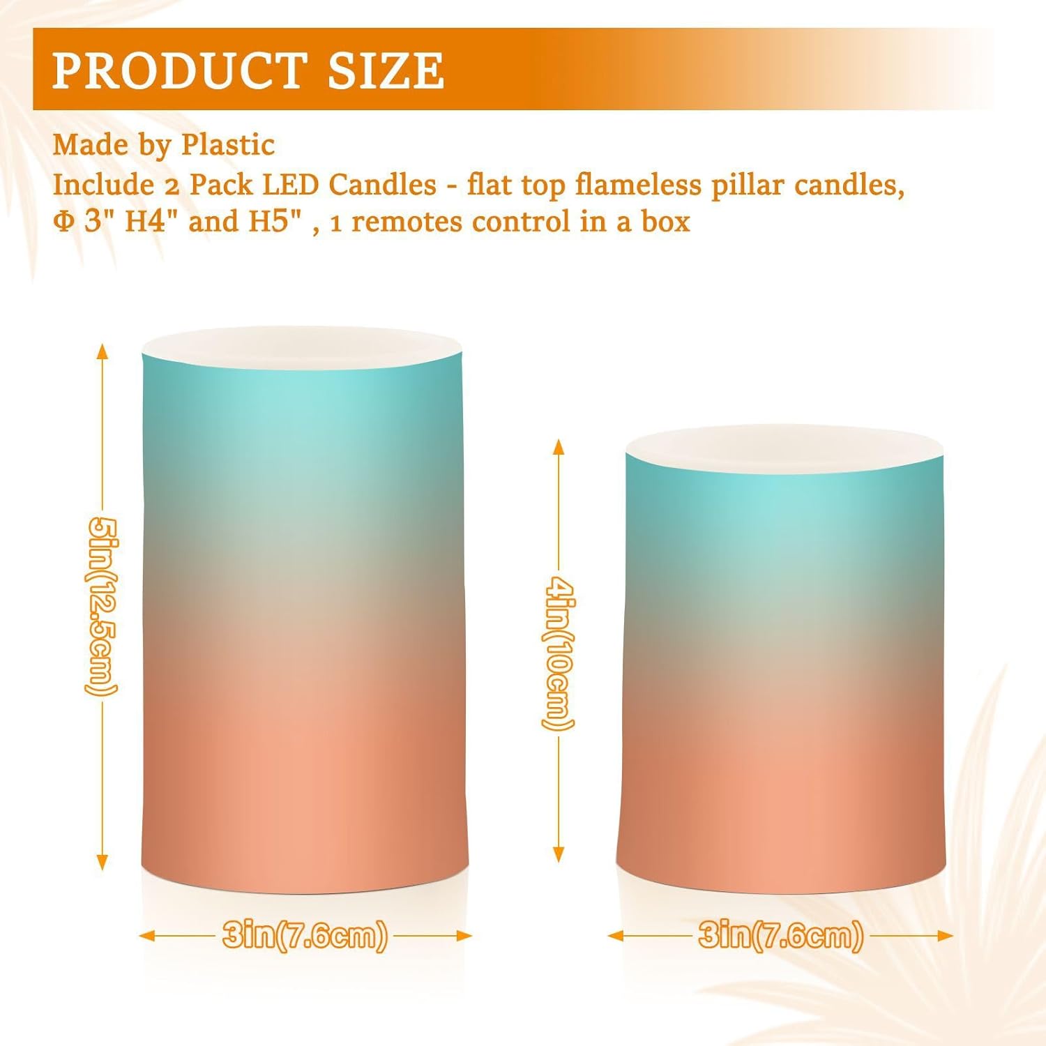 DOMIKING Orange Green Gradient Flameless Candles with Remote Control Electric Led Candles with Timer Battery Operated Flickering Tea Light Candles for Festival Party Home Decor 2 PCS