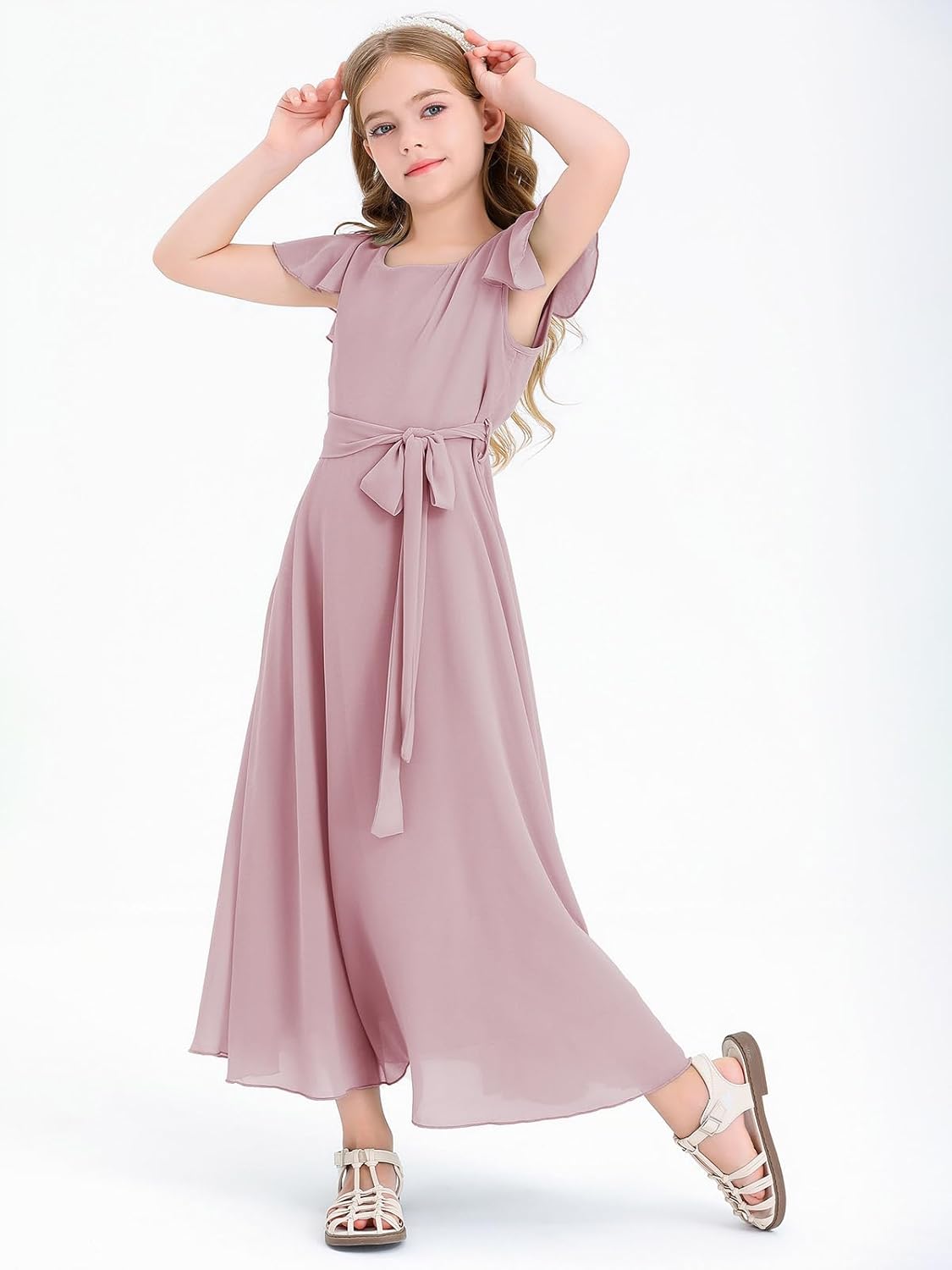 Fancy Girl Junior Bridesmaid Dresses Kids Sleeveless Cute Maxi Dress Teen Long Wedding Party Prom Gowns - Image 3