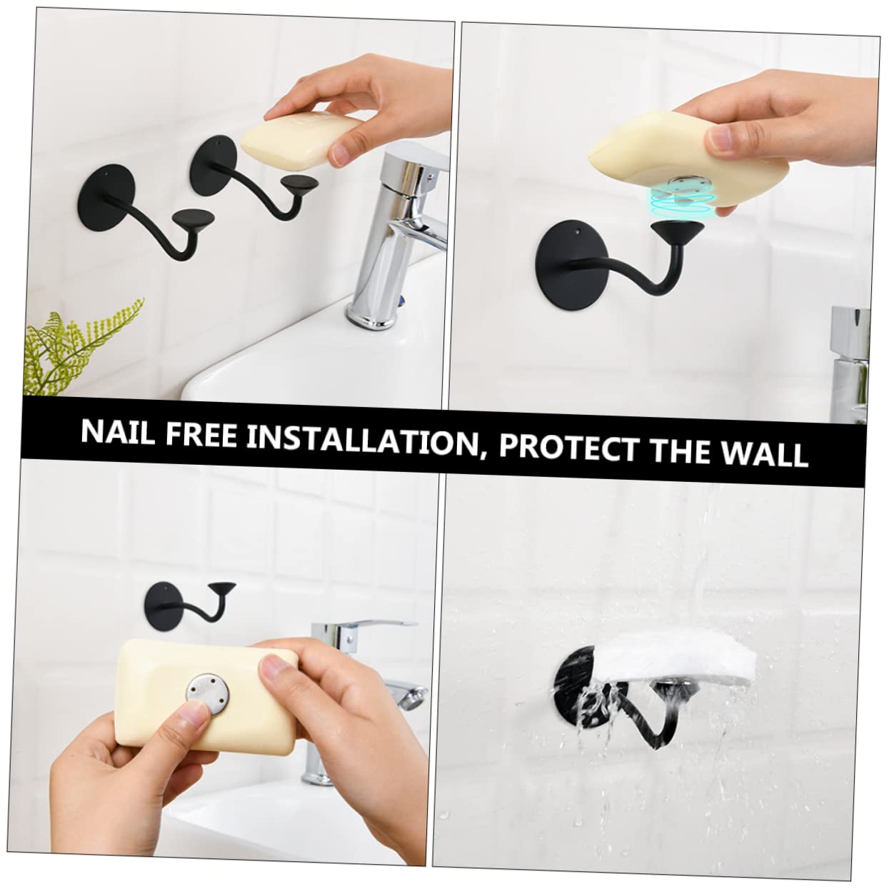 Alipis 3 Jaboneras Magnéticas Elegantes De Pared Que Se Secan Sin Necesidad De Colocarlas sobre El Cristal Fáciles De Limpiar.