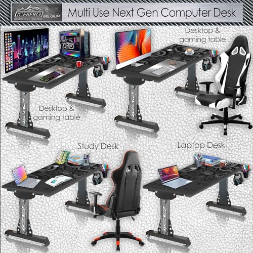 Image of Xtreme PRO Direct Theme Printed Computer Desk for Gaming, Work & Study. Large for PC, Dual Monitors, iMac, and Laptops. Metal & Engineered Wood. Black Stand Desk. 4 Feet-XPB4 (XPB425-CT-27)