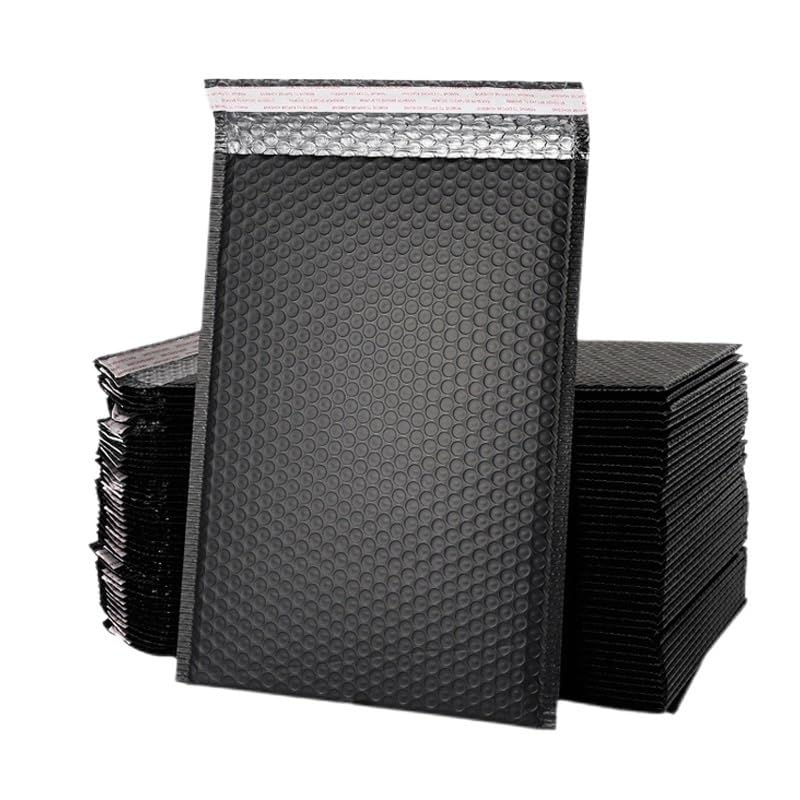 Buste Imbottite Per Spedizioni Buste imbottite a bolle bianche nere Buste imbottite da 50 pezzi Borse for imballaggio con chiusura a zip for borse aziendali in Mylar Imballaggio di spedizione 15x20 cm