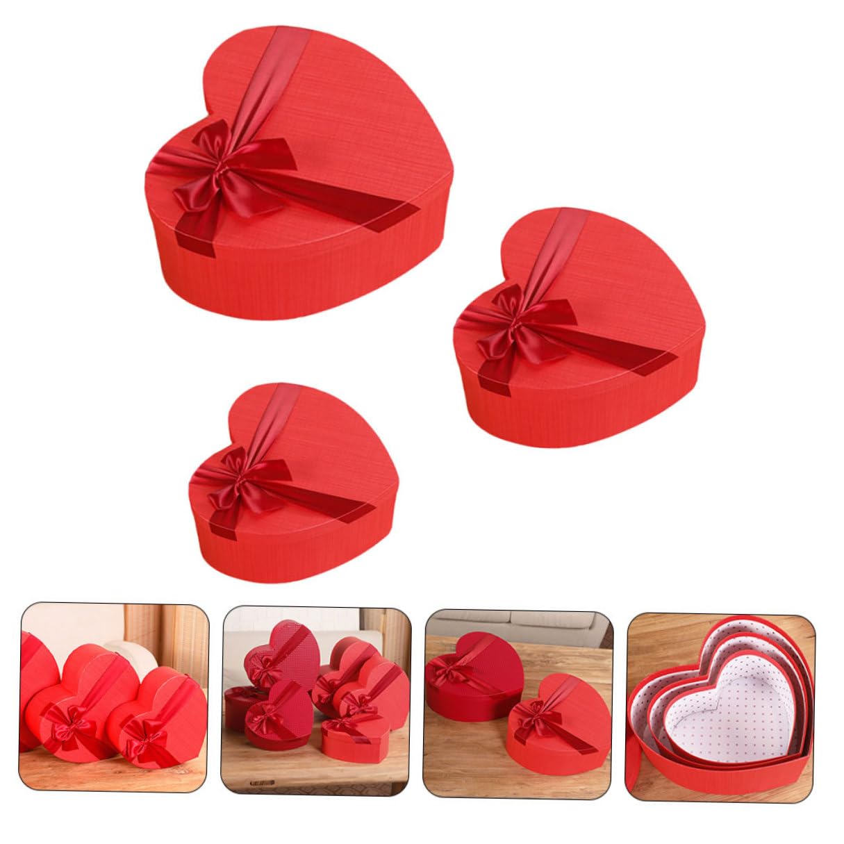GARIOUANS Herzförmige Geschenkbox 3 Stück Rot Valentinstag Aufbewahrungsbox Papierbox mit Deckel für Schmuck und Süßigkeiten