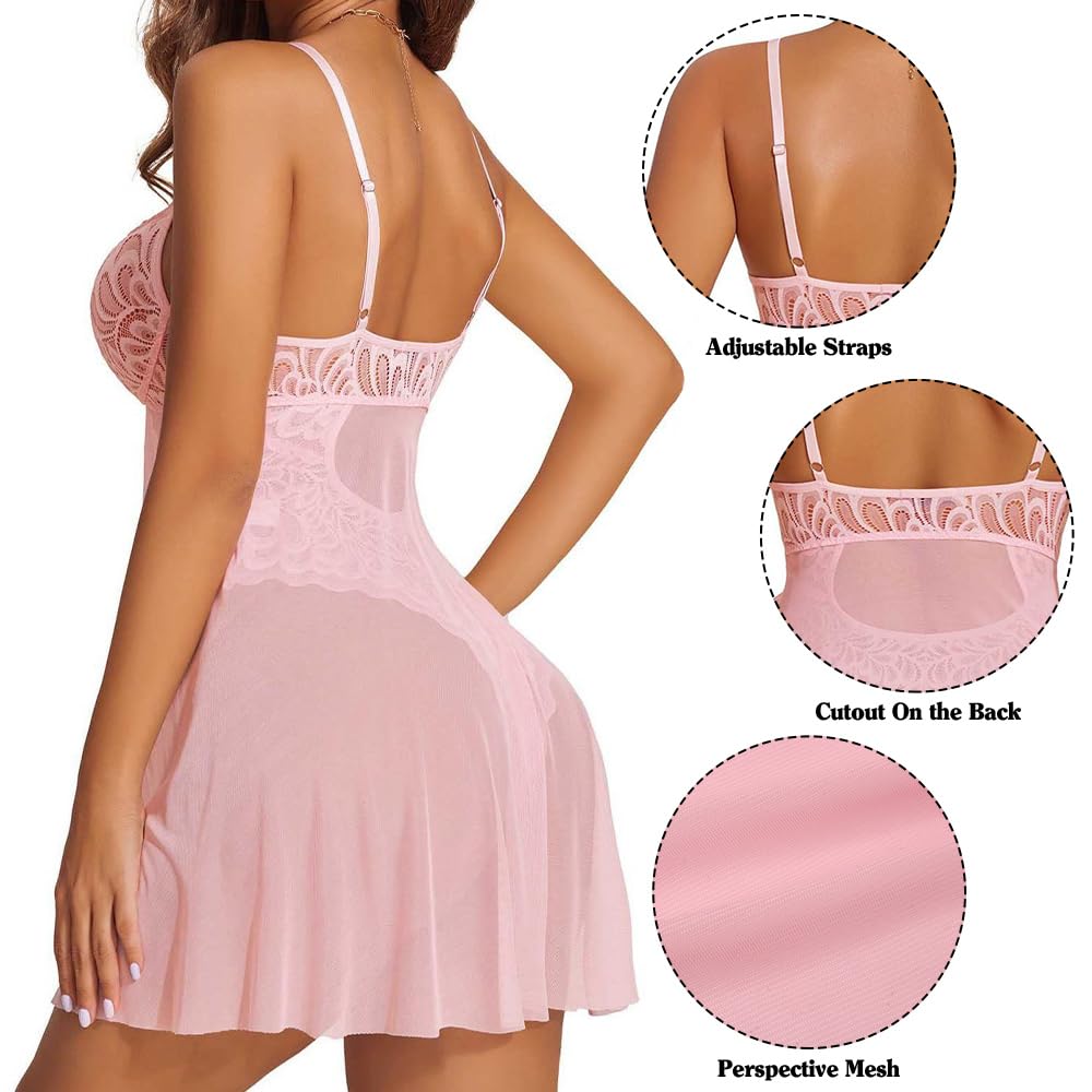 Feng Shui Damskie seksowne body Teddy komplet bielizny przepuszczalność kwiecista miękka koronkowa koszulka siateczkowa przezroczysta babydoll koszula nocna głębokie V peniuary niegrzeczna sukienka